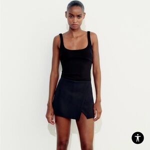 NWT Asymmetric Skort in Black
